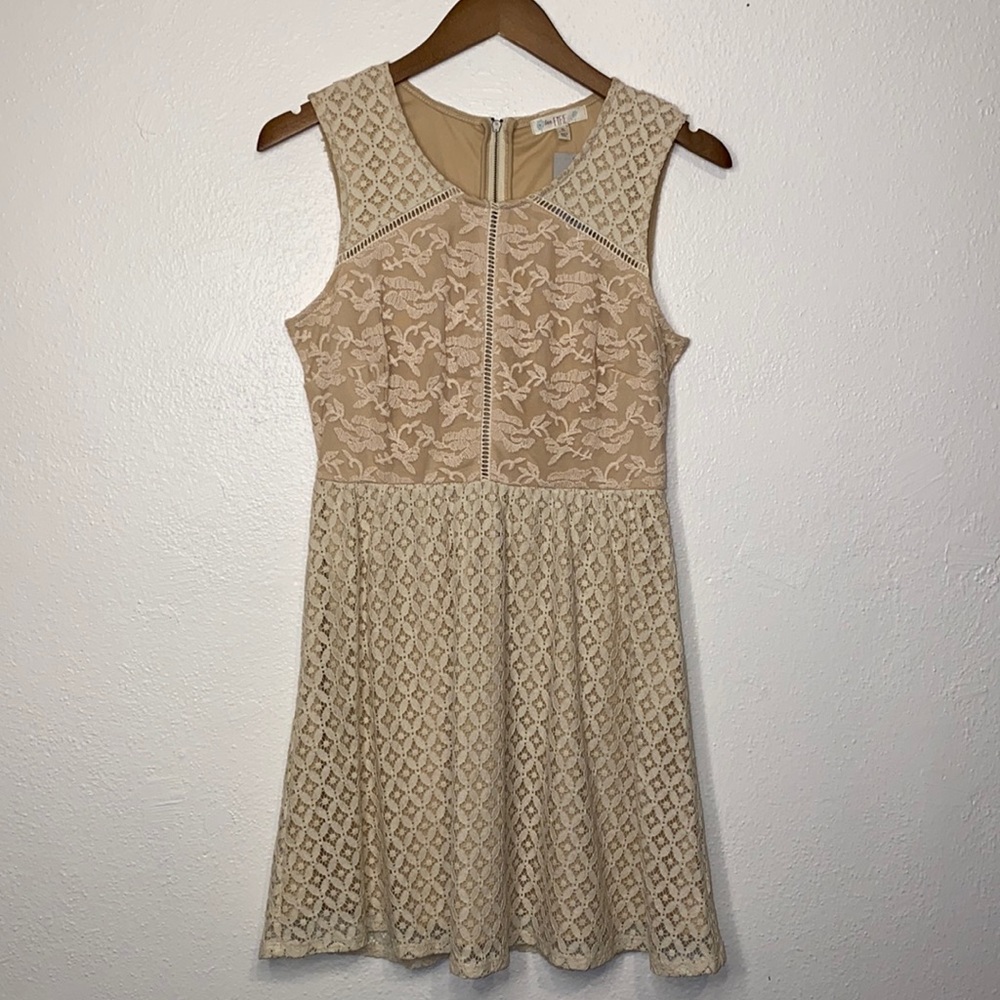 Love, Fire Mixed Lace Dress with Metal Zipper Up the Back